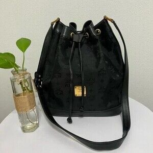 MCM Canvas Black Bucket Bag